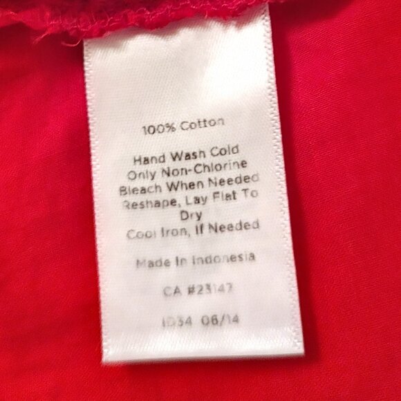 TALBOTS CORDED LACE L/S TANK ROUND NECK 100% COTTON LINED CANDY APPLE RED MEDIUM - Picture 4 of 11
